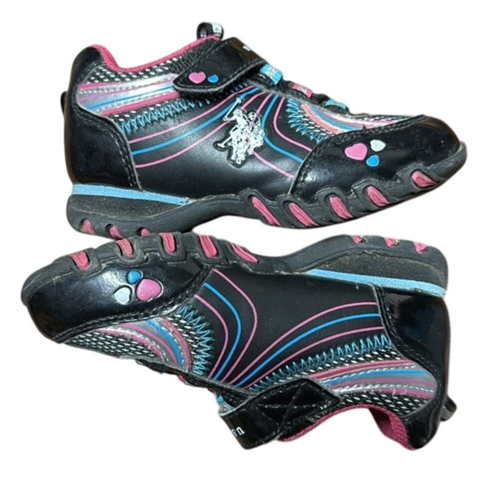 Girls U.S. Polo Assn. Kids' Black and Pink Sneakers Size‎ 8